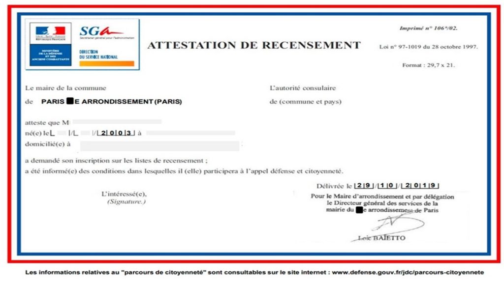 Le recensement à partir de 16 ans, une nécessité pour passer des