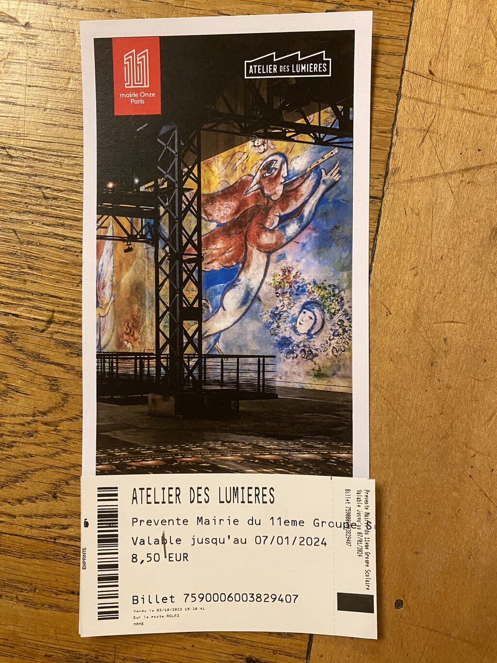 Billet offert aux élèves, exposition Chagall à l’atelier des lumières