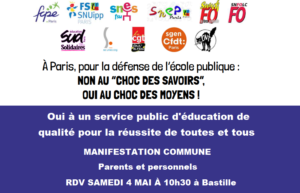 À Paris, pour la défense de l’école publique